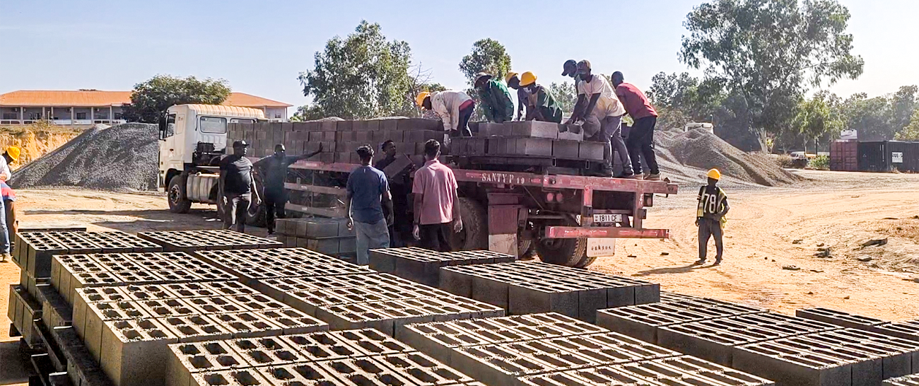 Concrete blocks used in mining road construction